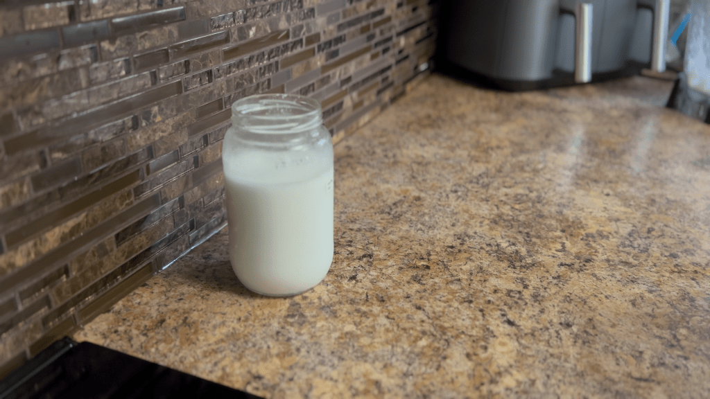 coconut milk in repurposed jar